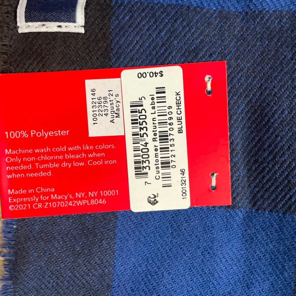 NWT Club Room for Macy’s Men’s Buffalo Check Scarf (DM)